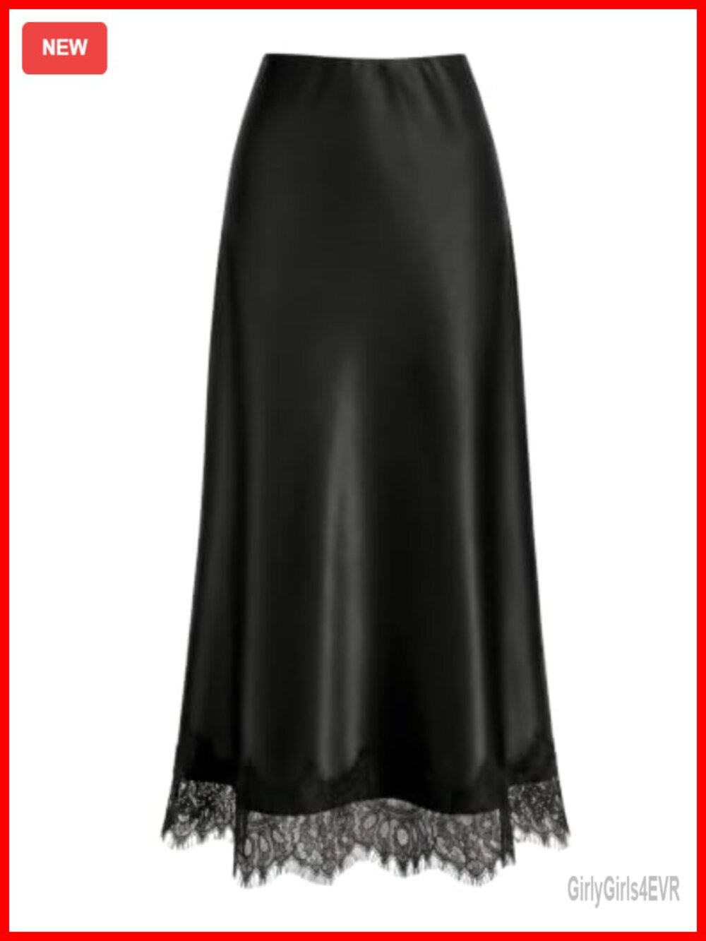 Women's Lace Satin Maxi Skirt High Waist A-Line Formal Business